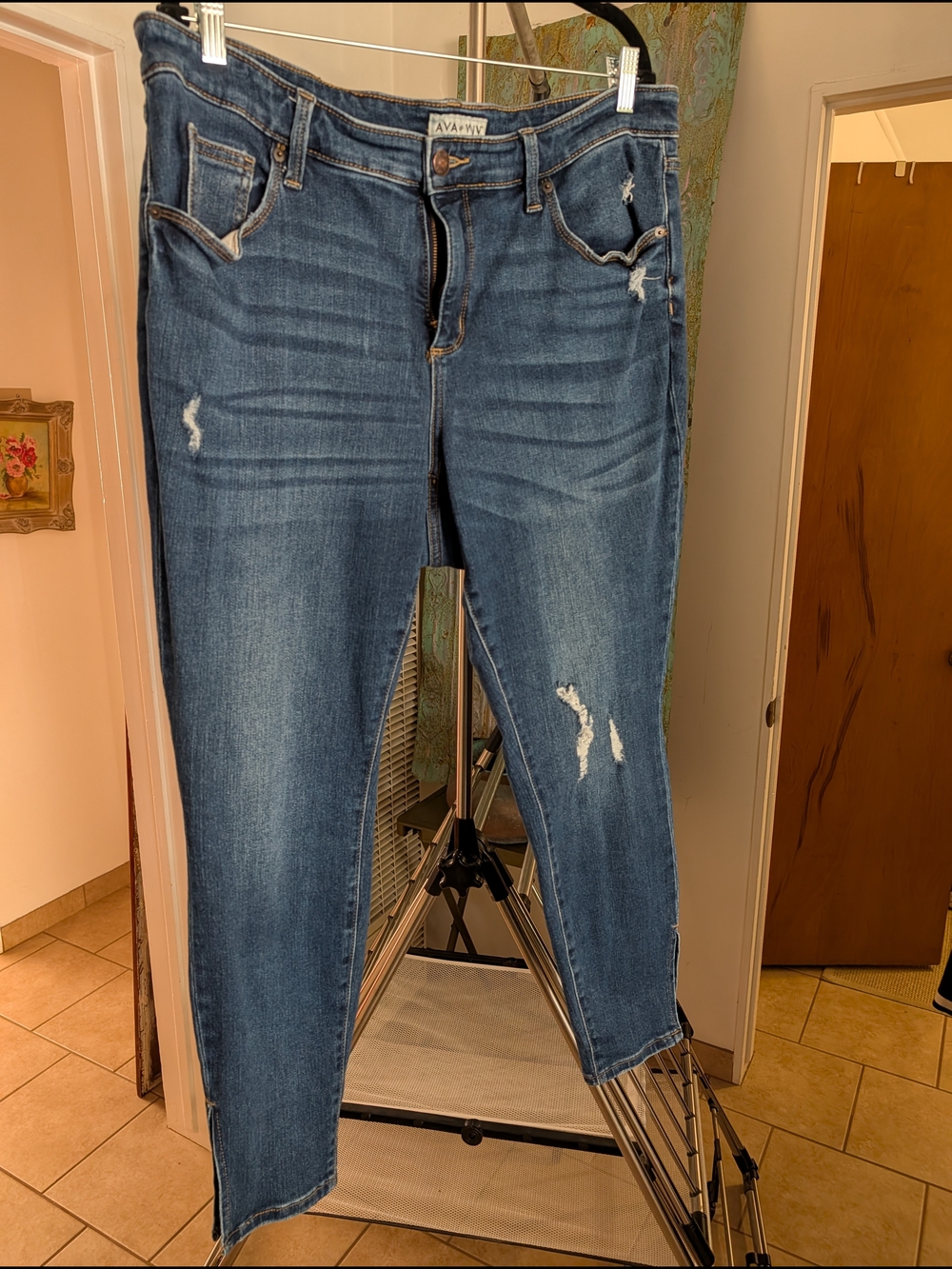 AVA & VIV Blue Distressed Stretch Jeans